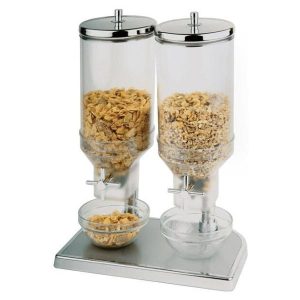 Dispenser de cereale, dublu, inox cu actionare manuala