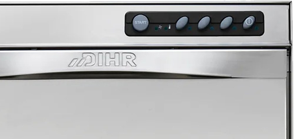 Dihr CS 50 – mașină profesională de spălat vase 5 Mașină de spălat vase sub blat Dihr CS 50 – detaliu cu panoul de comandă și partea de sus a ușii