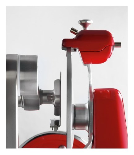 Sirman Anniversario LX 350 – mașină de feliat profesională, lamă 350 mm 6 Sirman Anniversario LX 350 – mașină de feliat cu volant, detaliu: partea de sus a mecanismului